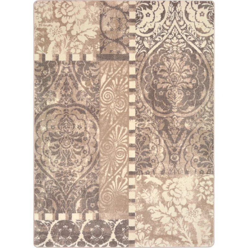 Joy Carpets First Take Royal Mosaic Damask French Cream Area Rug | Wayfair