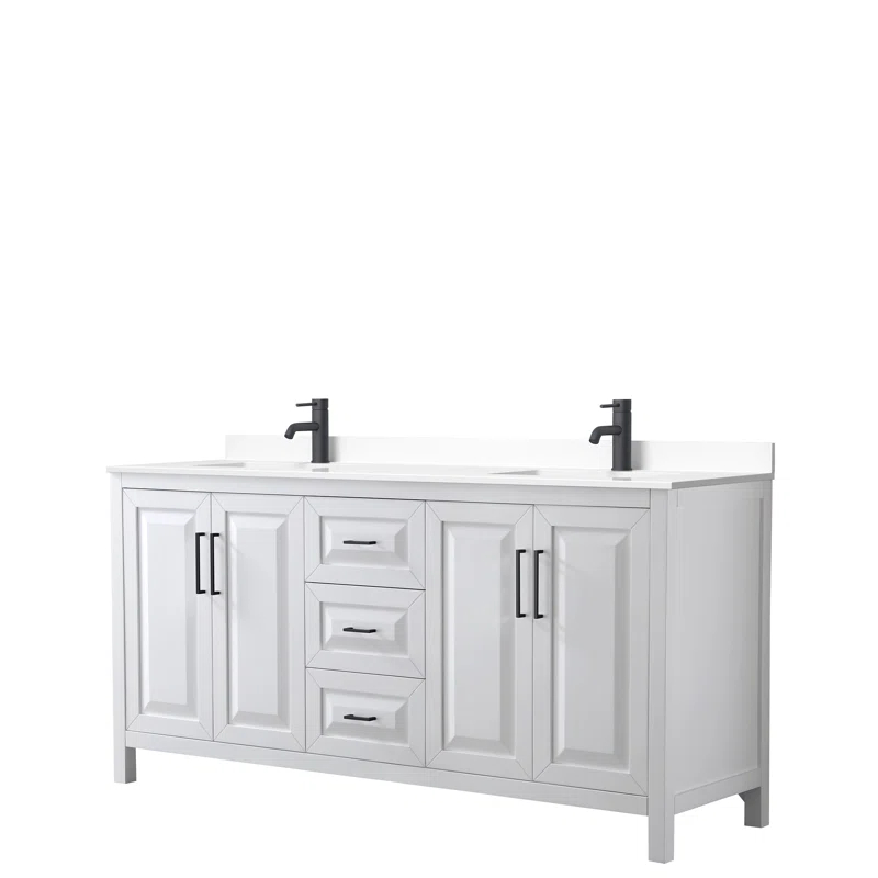 Wyndham Collection Daria 72'' Double Bathroom Vanity with Carrara Marble Top