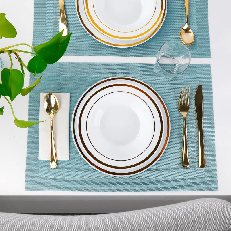 Placemats,Table Place Mats For Kitchen Dining, Heat-Resistant Anti-Skid Stain Washable PVC Table Mats, Easy To Cleaning Woven Vinyl Dinner Mats (6 Pack)