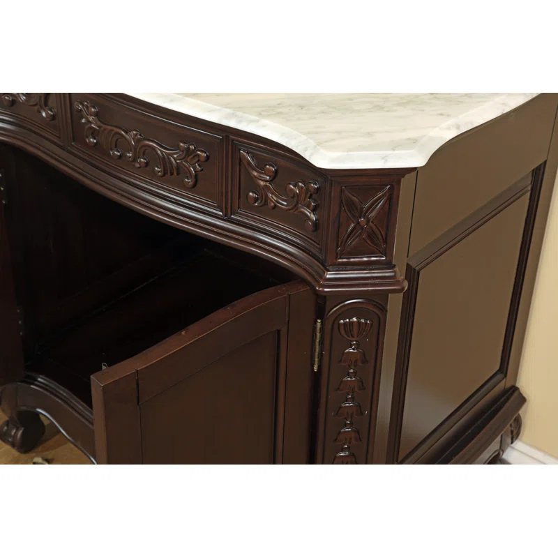 Bellaterra Home 34.6'' Single Bathroom Vanity with Carrara Marble Top