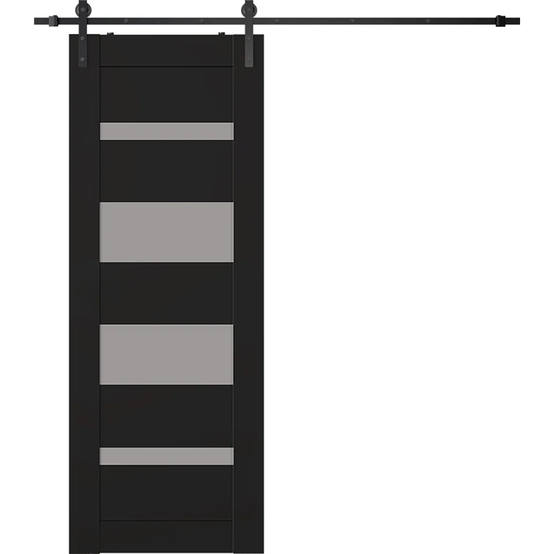 Belldinni Mirella Solid Manufactured Wood and Glass Barn Door with Installation Hardware Kit