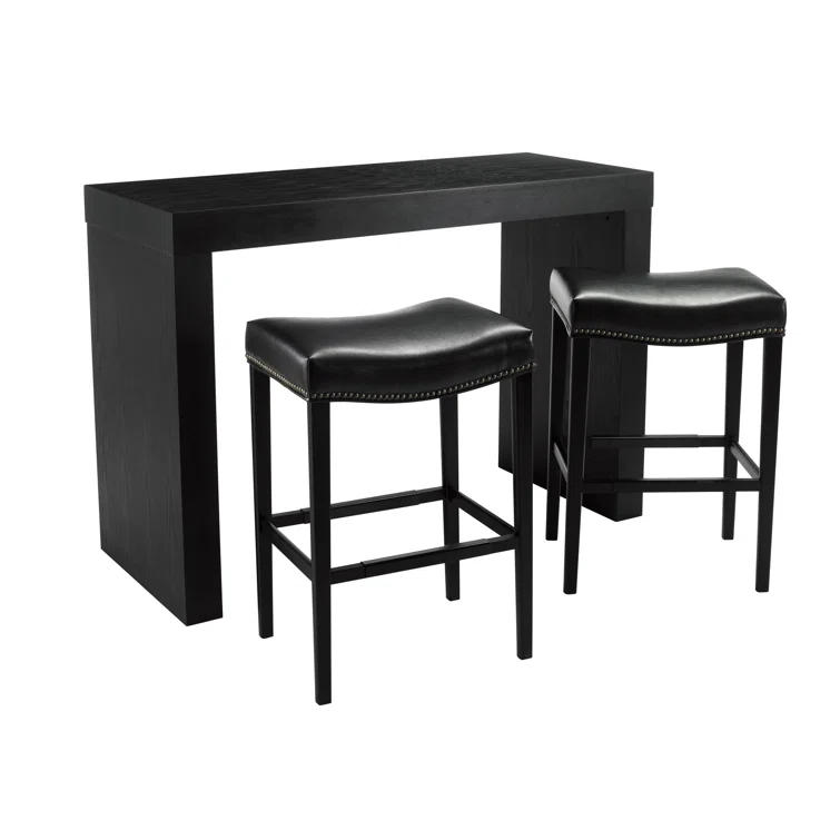 Matte Black Ashwood Transitional Counter Height Dining Table