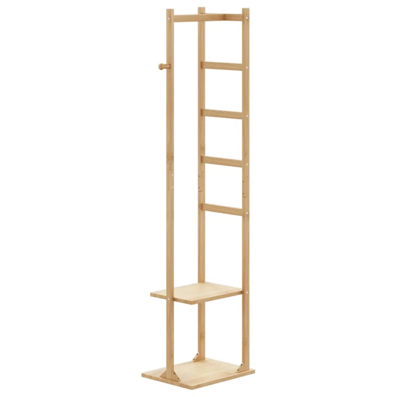 Hokku Designs Coat Stand With Hooks And Shelves 15.2"X11.8"X61.4" Bamboo