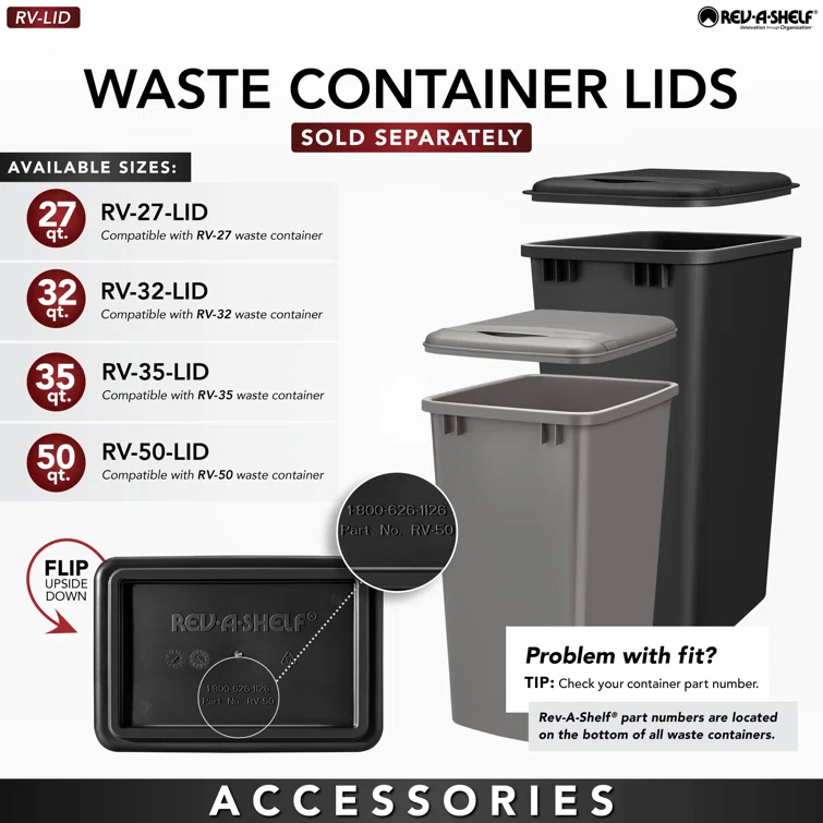 Rev-A-Shelf Rev-A-Shelf Single Pullout Top Mount Trash Can
