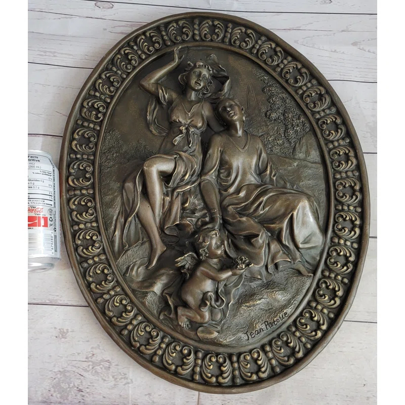Bloomsbury Market Hanging Wall Relief Bronze Sculpture Art French Italian Antique Vintage Style 17 Inches X 13 Inches