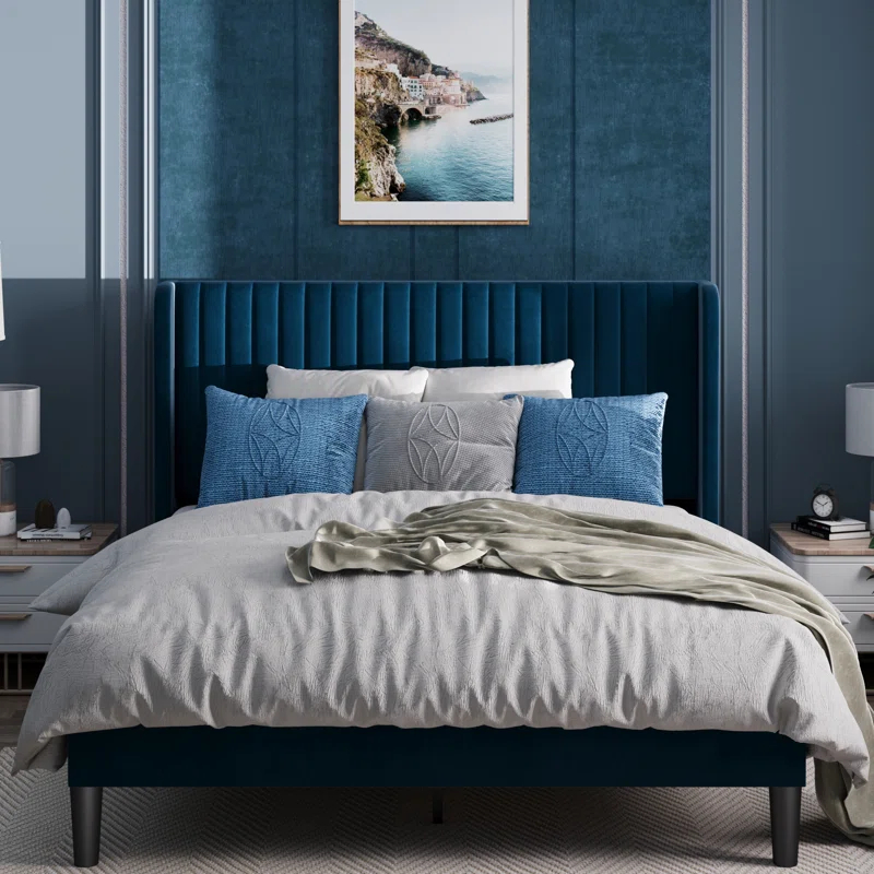 Candler Upholstered Platform Bed with Wingback
