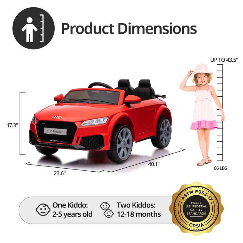 Outfunny Electric Car for Kids, Licensed Audi 6V Ride on Toy Car for Toddlers with Remote, Bluetooth