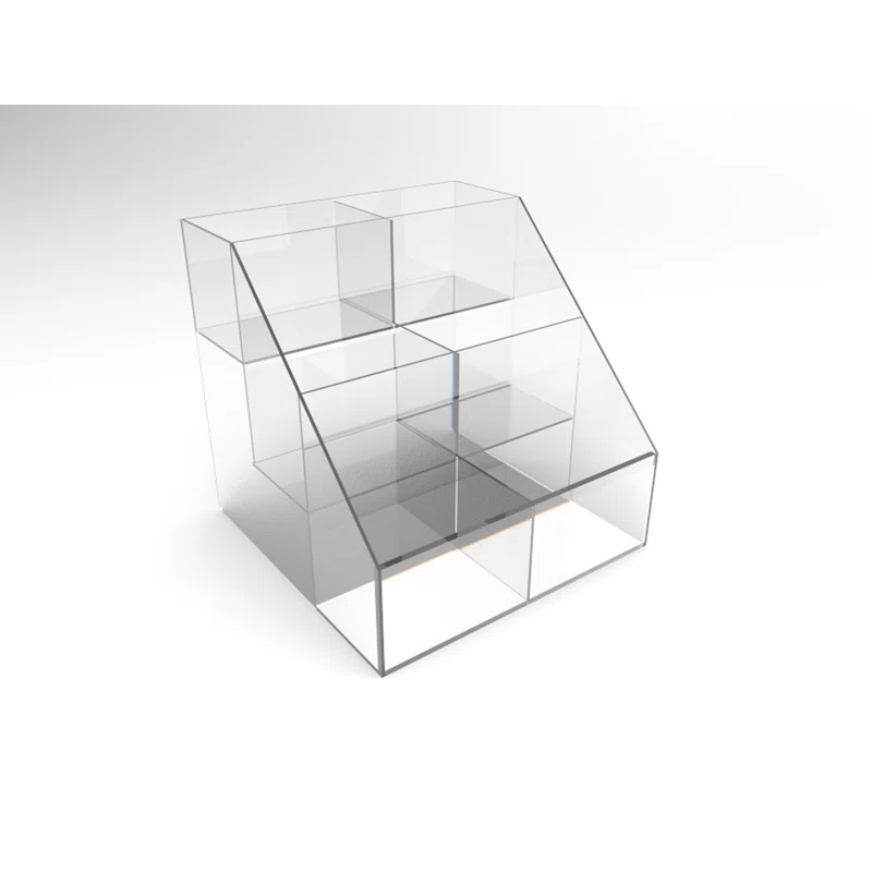 Clear Acrylic 3-Tier 6 Bin Display Rack