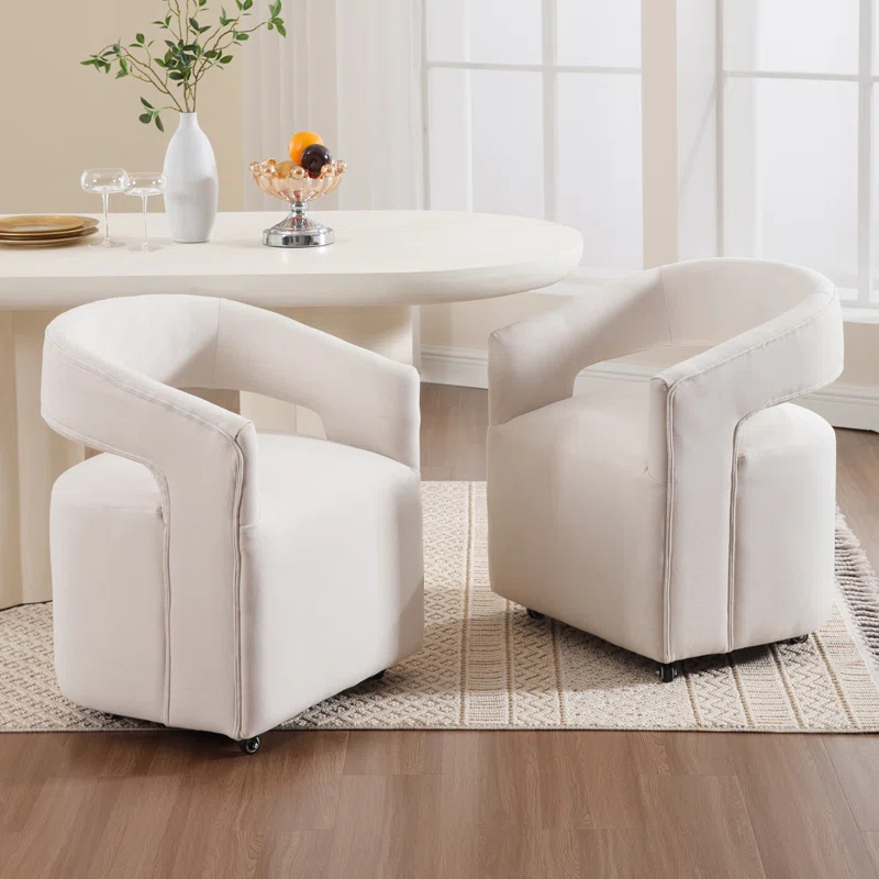 Orren Ellis Modern Dining Chairs Upholstered Dining Room Chairs Accent Chairs With Casters For Dining Room Living Room Set of 2