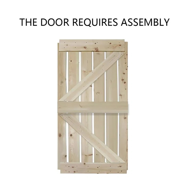 Calhome 84'' Solid Wood Paneled Painted without Installation Hardware Kit Barn Door