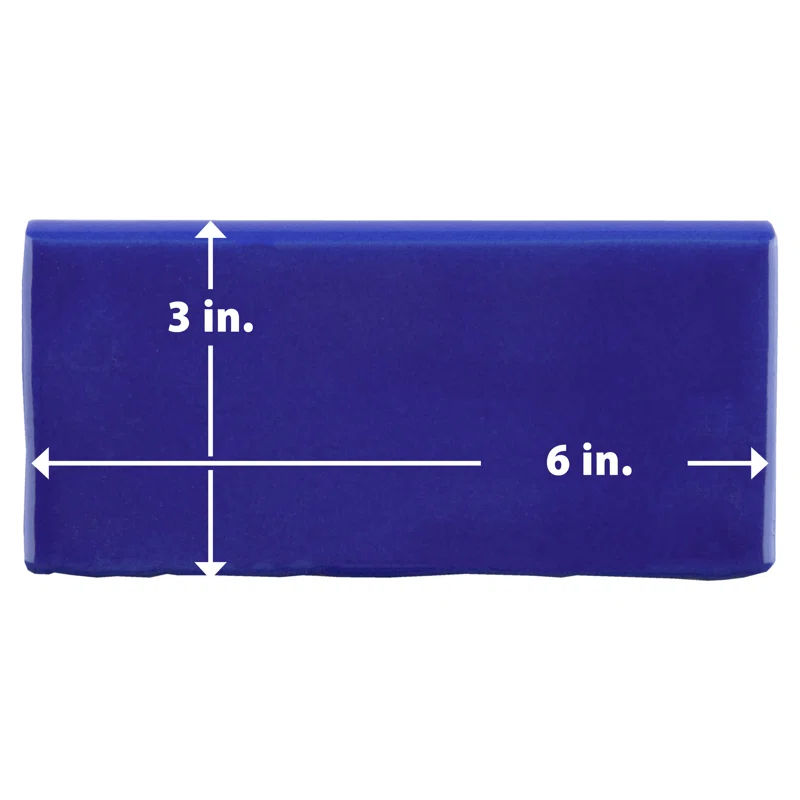 Merola Tile Viva 6" L x 3" W Ceramic Bullnose Wall Tile Trim in Blue