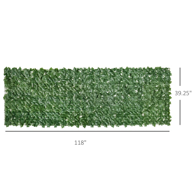 Outsunny 3 ft. H x 10 ft. W Artificial Faux Hedge Leaf Ivy Vine Mesh Privacy Screen