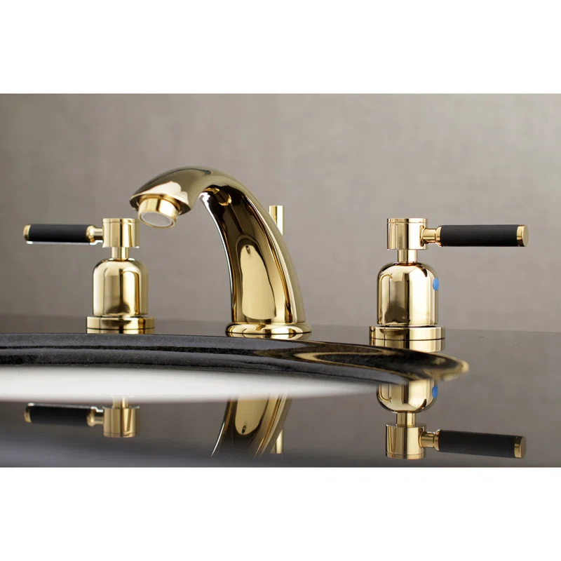 Kingston Brass KB8962DKL Kingston Brass Kaiser Two-Handle 3-Hole Deck Mount Widespread Bathroom Faucet with Retail Pop-Up Drain