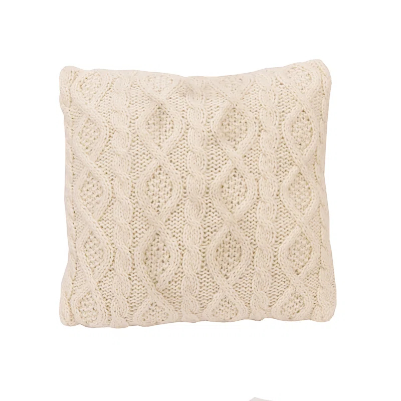 HiEnd Accents Cable Knit Wool Solid Textured Sweater Square 18x18 inch Classic Lodge Throw Pillow & Insert