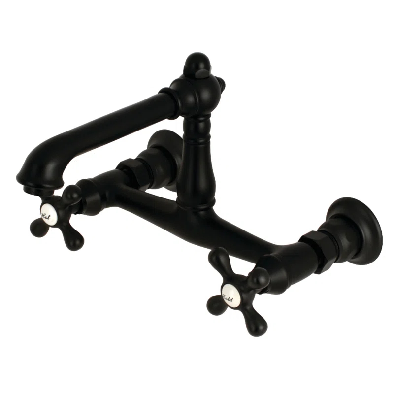 Kingston Brass English Country Two-Handle 2-Hole Wall Mount Bathroom Faucet