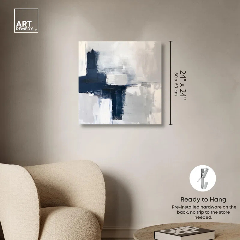 Art Remedy Tides of Indigo Canvas Neutral Abstracts by Art Remedy