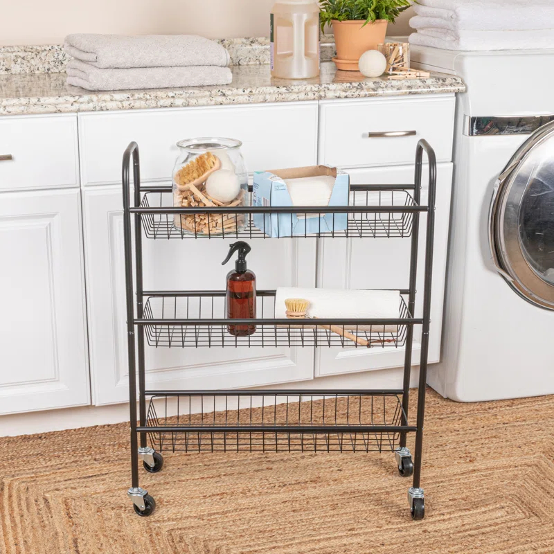 Household Essentials Metal Free Standing Laundry Cart with Wheels