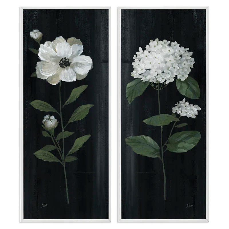 Stupell Industries " Delicate White Blooms Botanical Flower Petal Sprigs " by Nan 2 - Pieces