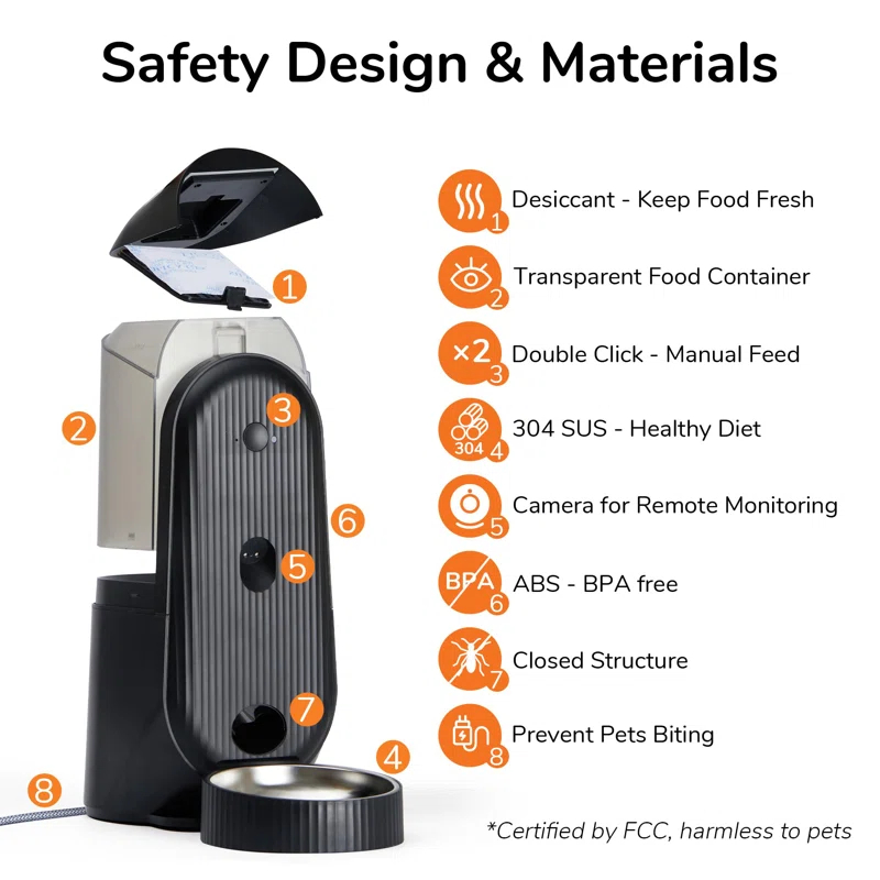 Automatic Cat Feeder, 2 In 1 Automatic Pet Feeders With Camera And Audio, Support DIY Meals And Timed Control Wifi Cat Food Dispenser, Suit For Cat And Dog