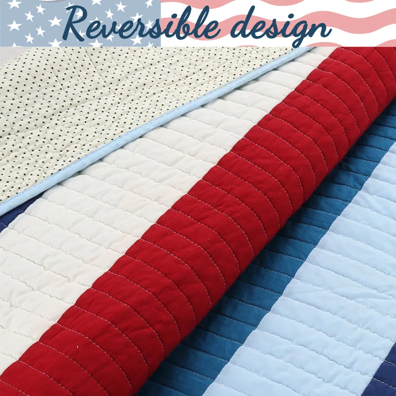 Cozy Line Home Fashion Williamsburg Cotton Striped Quilt Set