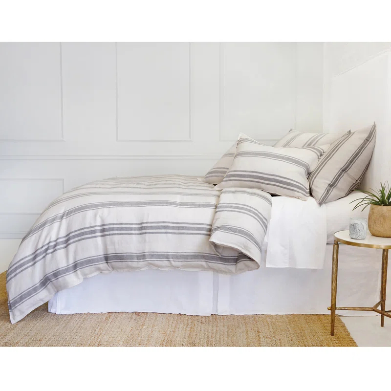 Pom Pom At Home Jackson Modern Farmhouse 100% Linen No Striped Duvet Cover