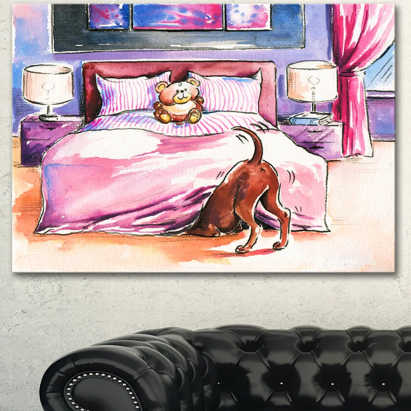 Design Art " Brown Dog In Bedroom "