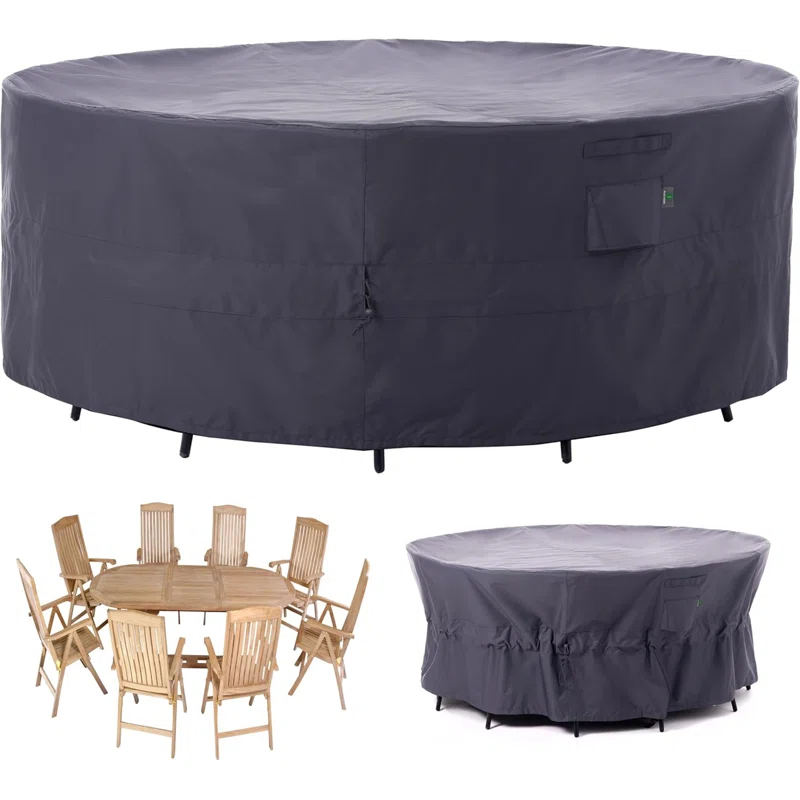 F&J Outdoors Premium Waterproof Outdoor Patio Round Table Cover: Latest Rip-Stop Fabric, 3-Year Warranty