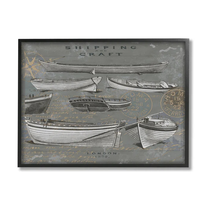 Stupell Industries " Shipping And Craft Various Boats Diagram " by Oliver Jeffries
