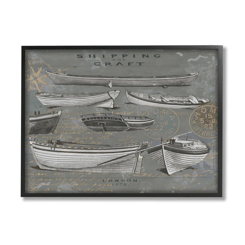Stupell Industries " Shipping And Craft Various Boats Diagram " by Oliver Jeffries