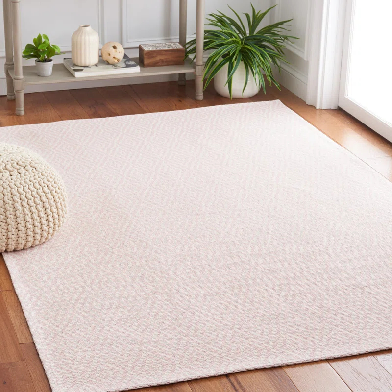Martha Stewart Rugs Martha Stewart 484 Cotton Geometric Rug in Pink/Ivory