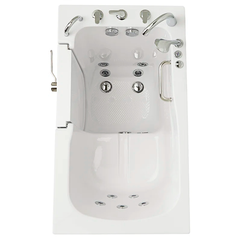 Monaco 32"x52" Acrylic Hydro Massage Walk-In Bathtub, 5 Piece Fast Fill Faucet, 2" Dual Drain