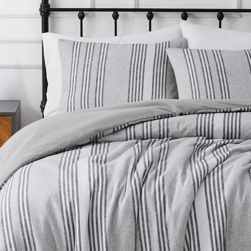 Truly Soft Kiel Stripe Flannel Flannel Striped Duvet Cover Set