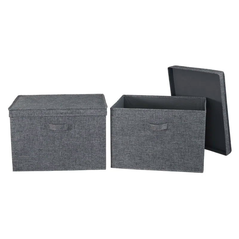 Household Essentials Household Essentials Wide Storage Box Fabric Bin (Set of 2)