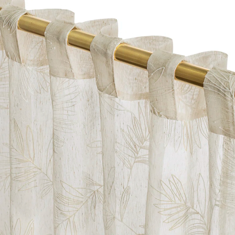 Red Barrel Studio® Roodhouse Premium Leaf Embroidered Semi-Sheer Rod Pocket Double Wide Patio Curtain Panel