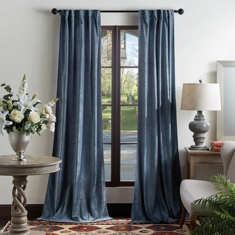 Martha Stewart Naples Chenille Solid Semi-Sheer Rod Pocket Curtain Panels (Set of 2)
