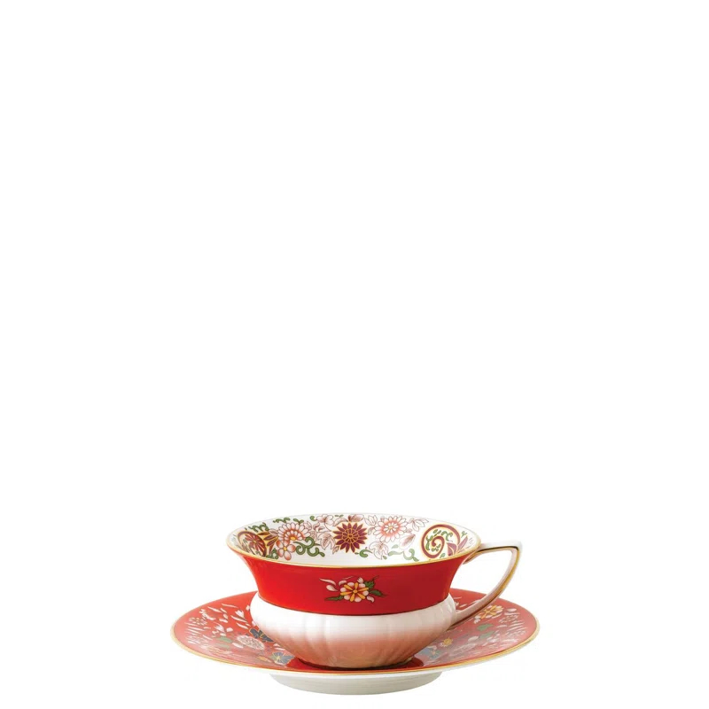 Wedgwood Wonderlust Crimson Orient 2 Piece Bone China Teacup and Saucer Set & Reviews | Wayfair