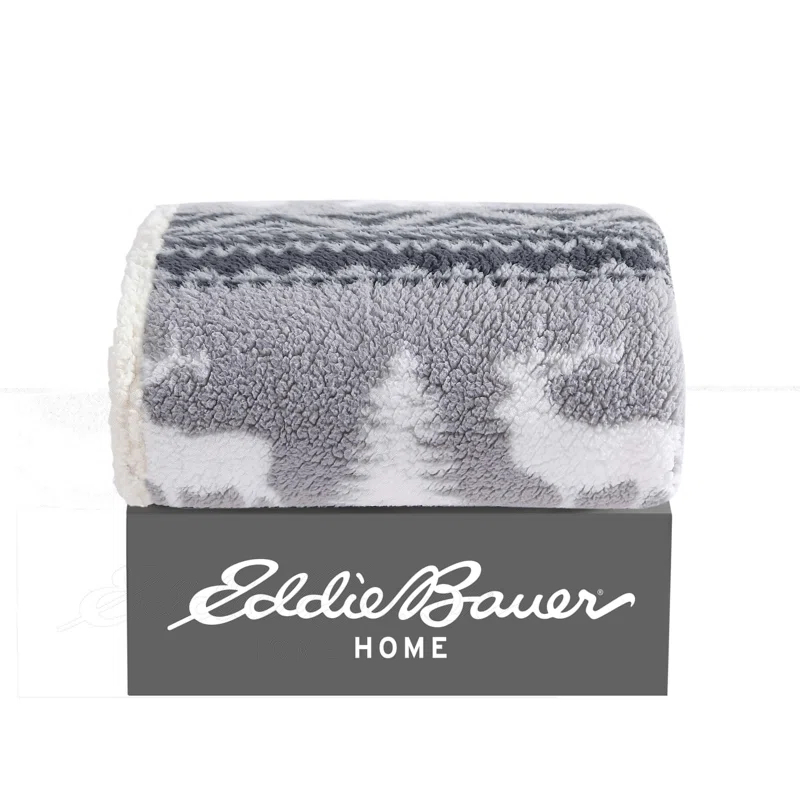 Eddie Bauer Eddie Bauer Printed Sherpa Reversible Throw Blankets