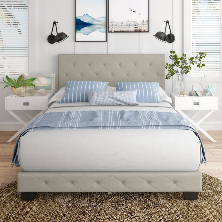 Boyd Sleep Boyd Sleep Chloe Linen Upholstered Bed Frame with Adjustable Headboard, Sturdy Wood Slat System, No Box Spring Required