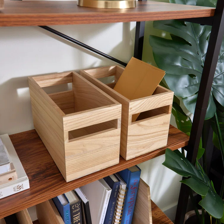 iDesign iDesign Renewable Wood Collection in Paulownia Wood Storage Bin with Handles, 10" x 5" x 6"