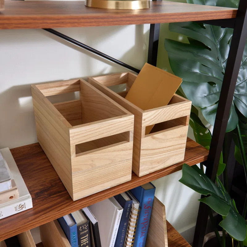 iDesign iDesign Renewable Wood Collection in Paulownia Wood Storage Bin with Handles, 10" x 5" x 6"