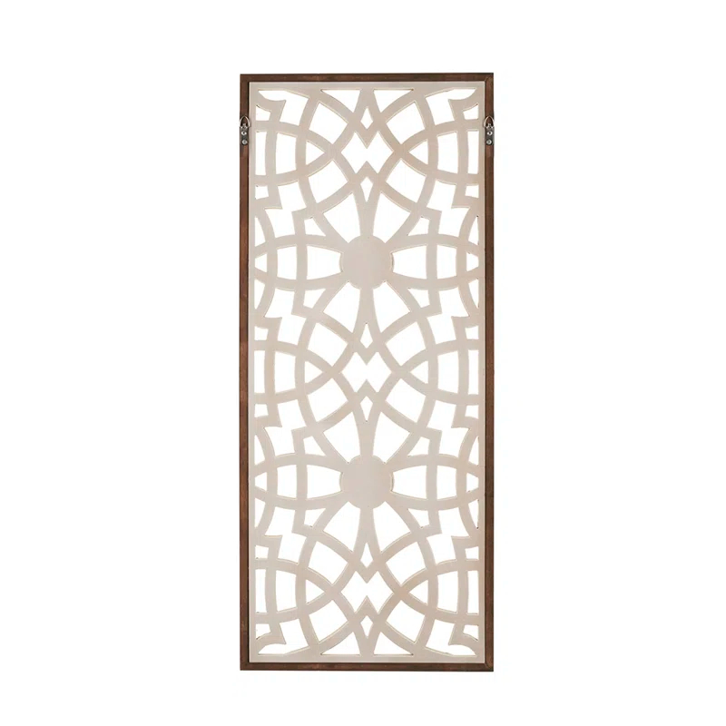 Winston Porter Geometric Wood Panel Wall Art, Farmhouse Style Fretwork Design, Solid Wood Frame Wall Decor