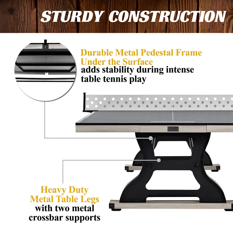 Barrington 9-ft Coventry Tennis Table, Official Size with Metal Net and Storage Drawer