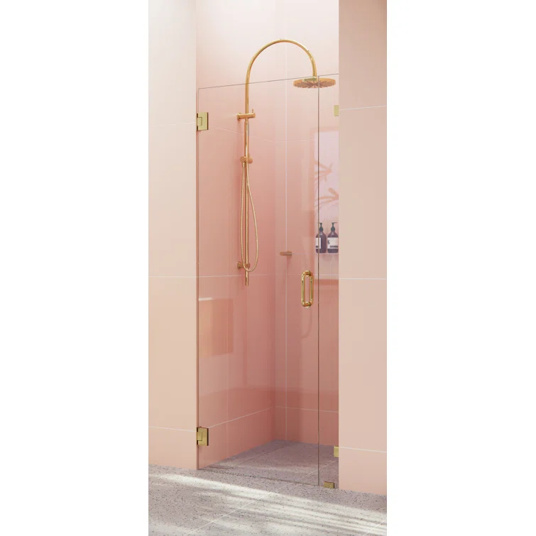 Glass Warehouse Illume 32 in. x 78 in. Fully Frameless Wall Hinge Shower Door GW-WH-32-PB
