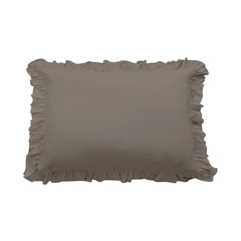 HiEnd Accents Lily Washed Linen Ruffled Classic Chic Romantic Farmhouse Pillow Sham