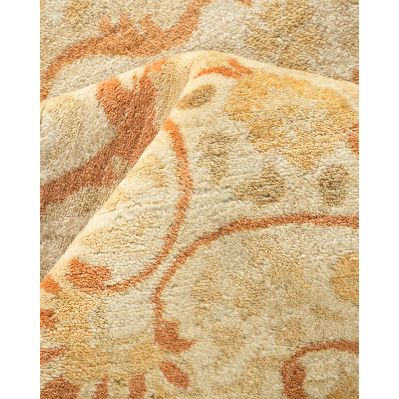 Ivory Hand-Knotted Wool Rectangular Area Rug 12' 4" x 17' 6"