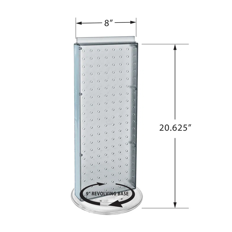Revolving 8"W x 20.625"H Pegboard Counter Display w/16 4"Hooks