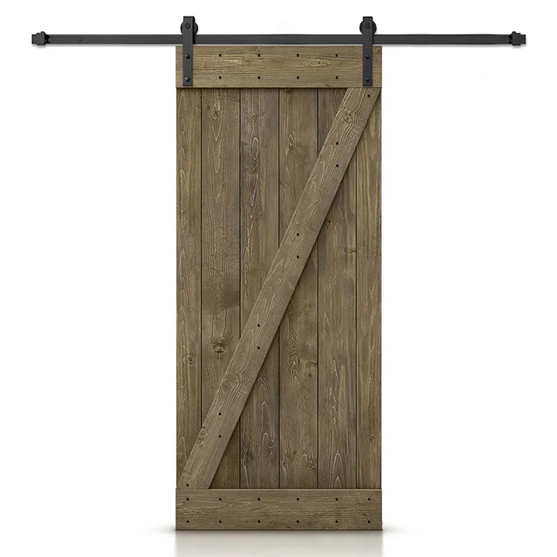 TMS 84'' Solid Wood Paneled Painted with Installation Hardware Kit Barn Door