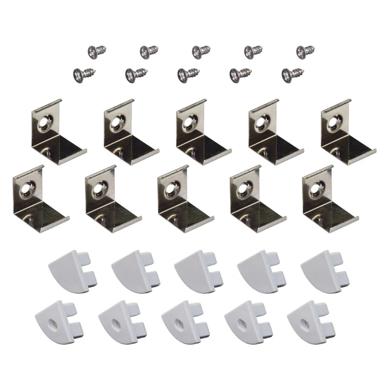 Accessory Packs for LED Tape Light Mounting Channels, Corner Mount, Grey