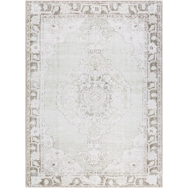 Our PNW Home x Livabliss Our PNW Home x Livabliss Machine Washable Oriental Boho Cream Light Brown Area Rug