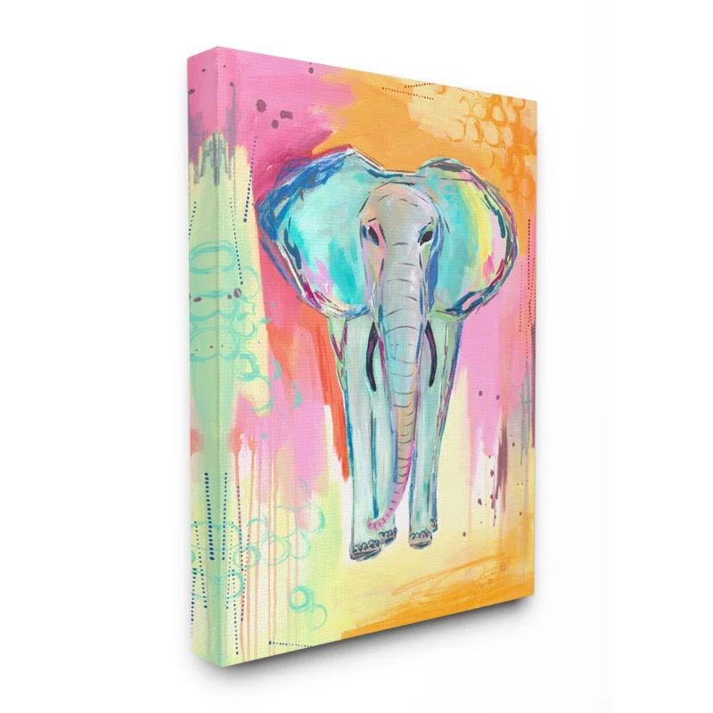 Stupell Industries " Colorful Elephant With Abstract Pastel Background " by Jennifer McCully